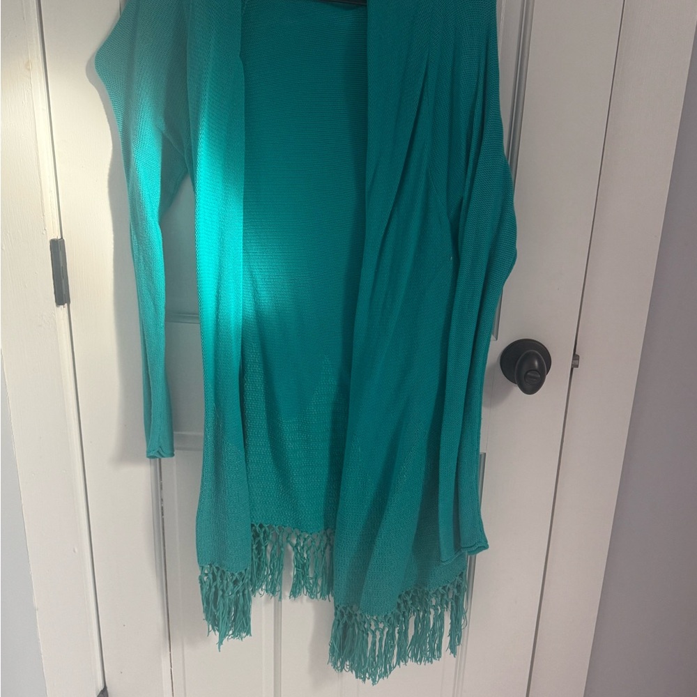Lilly Pulitzer Turquoise Fringe Cardigan